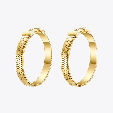 ENFASHION Snake Bone Chain Hoop Earrings For Women Gold Color Stainless Steel Large Circle Hoops Earings Fashion Jewelry E201176