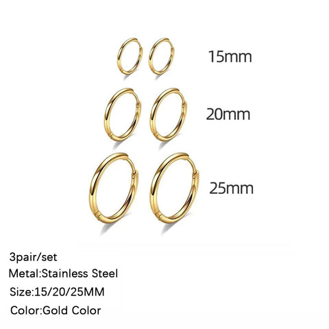 Women Trendy Gold Color Small Large Circle Hoop Earrings