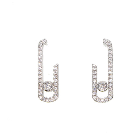 925 Sterling Silver Women Safty Pin Earring Pave Clear Shiny Cz  Chic Ear Jewelry For Girl Gift 2022  New Design