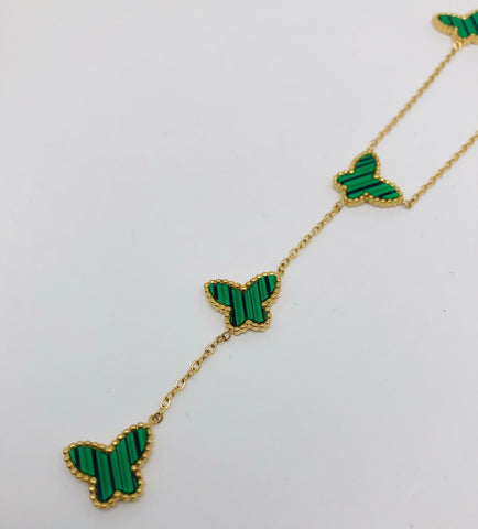 YBWL Green Butterfly Necklace For Women Animal Jewelry Waterproof Stainless Steel Gold Colour Pendant Jewelry Brand Tarnish Free