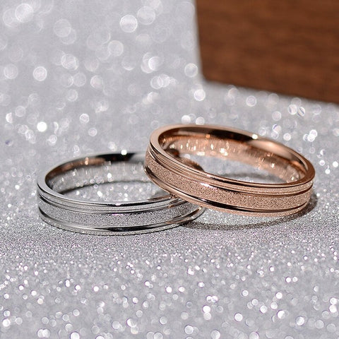 Rose Gold Stainless Steel Frosted Curved Large Size Ring