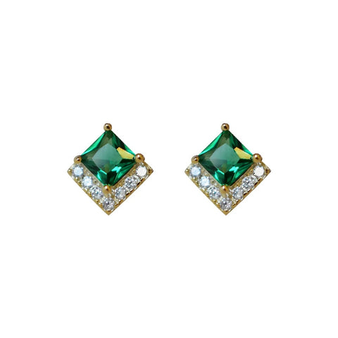 Women Green color Zircon Small Hoop Earrings