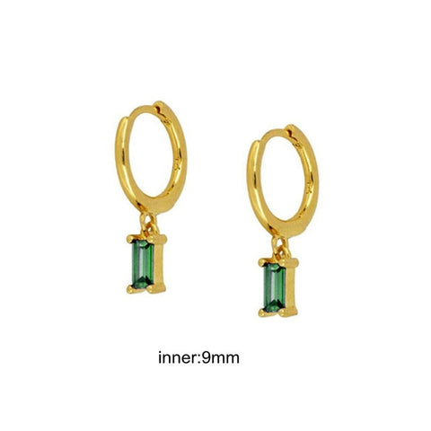 Women Green color Zircon Small Hoop Earrings