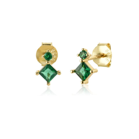 Women Green color Zircon Small Hoop Earrings