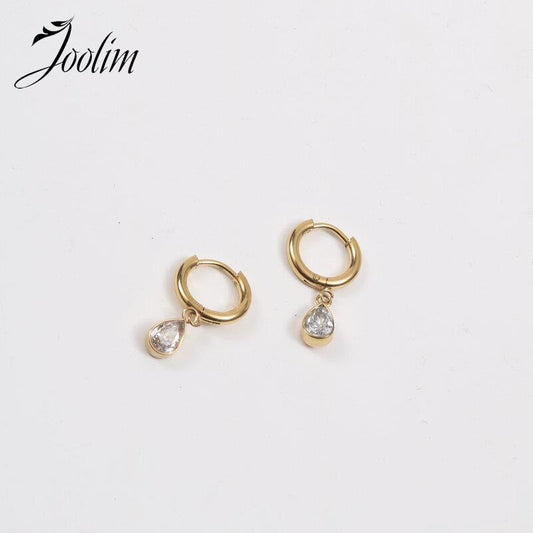 Non Tarnish & Waterproof Fashion Drop Eye Zircon Can Open Earring Trend 2022 For Women Stainless Steel Jewelry Wholesale