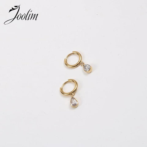 Non Tarnish & Waterproof Fashion Drop Eye Zircon Can Open Earring Trend 2022 For Women Stainless Steel Jewelry Wholesale