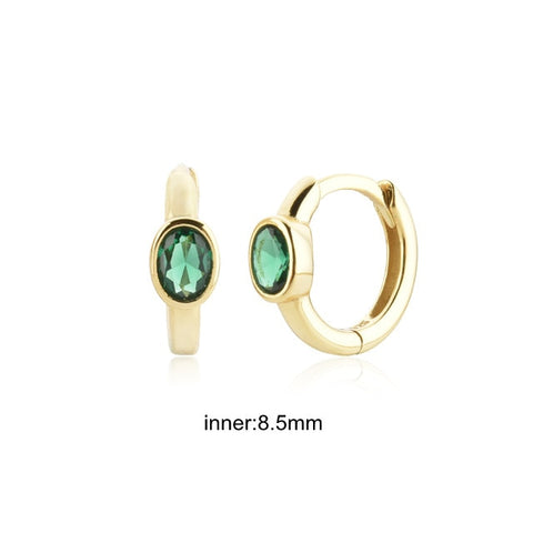 Women Green color Zircon Small Hoop Earrings