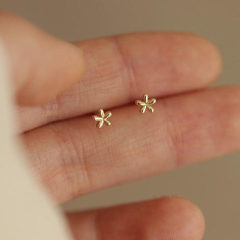 Four-Pointed Star Plating 14k Gold Earrings