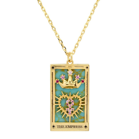 2021 New Stainless Steel Tarnish Free Jewelry Colorful Tarot Necklace Star Moon Rose Sun Design Gold Pendant Necklaces For Women