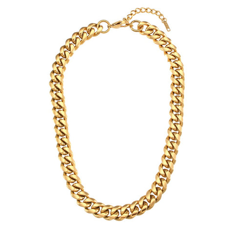 2021 New Trendy Stainless Steel 18K Gold Plated Tarnish Free Chunky Cuban Chain Necklaces For Women Hiphop