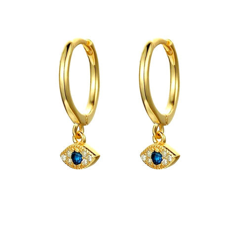 A Pair 925 Silve Gold Color Copper Colorful Rainbow Hoops Earring For Women Demon Eye Gift Smile Face Jewelry Crown Earrings