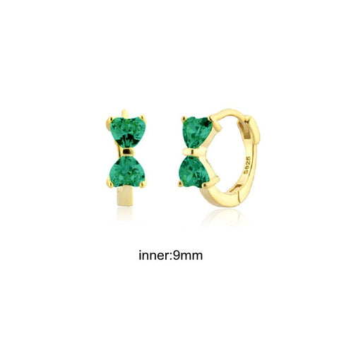 Women Green color Zircon Small Hoop Earrings