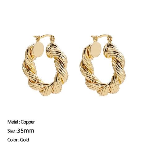 Women Trendy Gold Color Small Large Circle Hoop Earrings