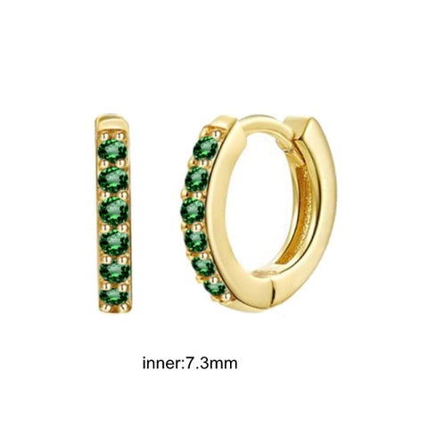 Women Green color Zircon Small Hoop Earrings