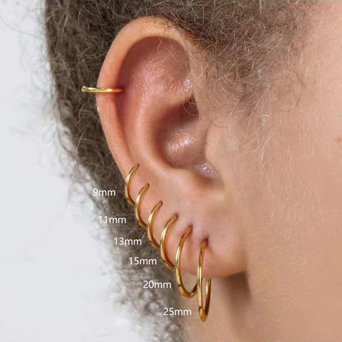 Women Gold Color Small Hoop Earrings