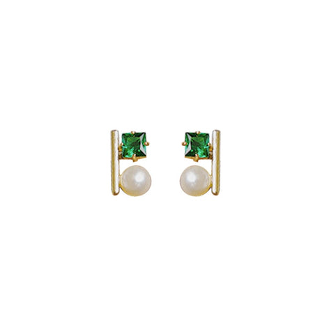 Women Green color Zircon Small Hoop Earrings