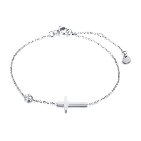 Women Ultra Thin Chain Link Cross Bracelet