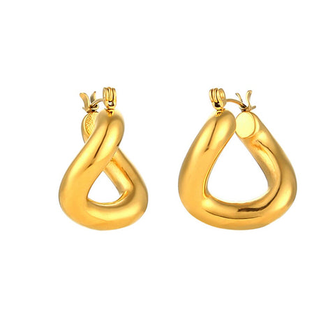 2022 New Bold U Shape Geometric Chunky Wave Stainless Steel Earrings For Women Tarnish Free 18K Gold Plated  Hoop Earrings