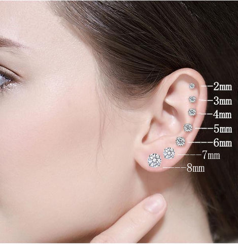 Women Crystal Screw Titanium Steel Earrings