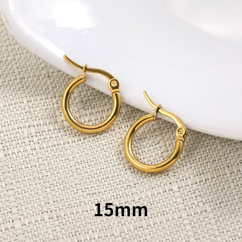 Gold Silver Color Stainless Steel Hoop Earrings