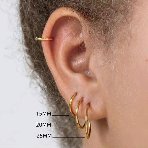 Gold Silver Color Stainless Steel Hoop Earrings