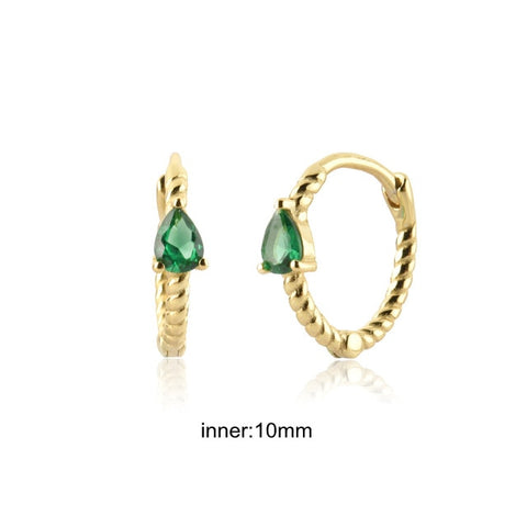 Women Green color Zircon Small Hoop Earrings