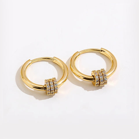 Gold Silver Color Stainless Steel Hoop Earrings