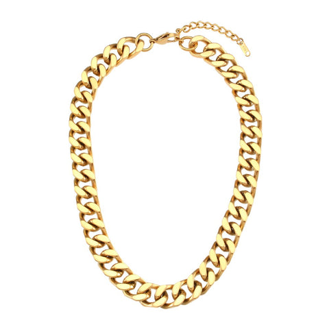 2021 New Trendy Stainless Steel 18K Gold Plated Tarnish Free Chunky Cuban Chain Necklaces For Women Hiphop