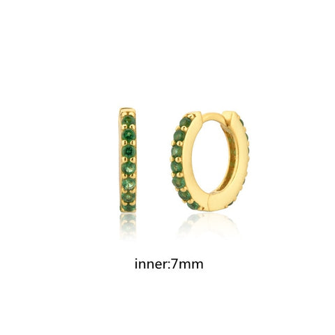 Women Green color Zircon Small Hoop Earrings