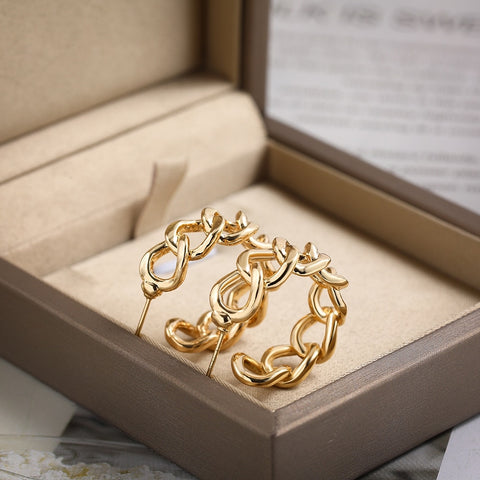 Gold Silver Color Stainless Steel Hoop Earrings