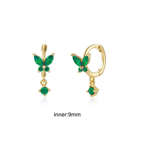 Women Green color Zircon Small Hoop Earrings