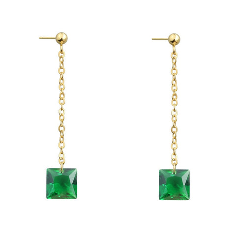 Women Green color Zircon Small Hoop Earrings