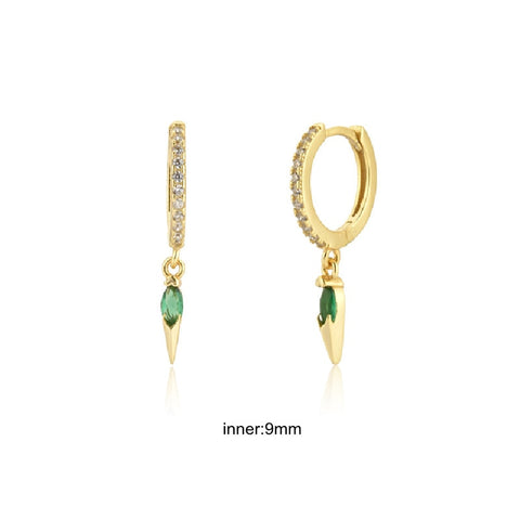 Women Green color Zircon Small Hoop Earrings