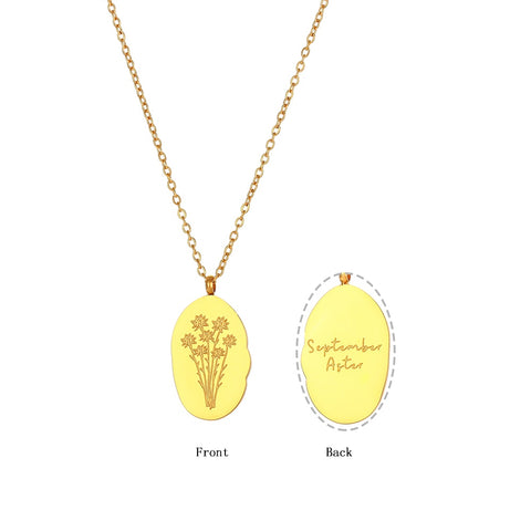 2022 New Tarnish Free Irregular Personality 12 Months Flower Pendant Necklace Stainless Steel Gold Plated Birthstone Necklace