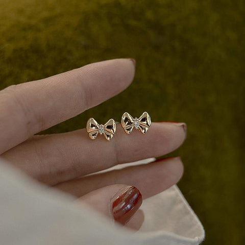 Four-Pointed Star Plating 14k Gold Earrings