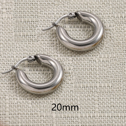 Gold Silver Color Stainless Steel Hoop Earrings