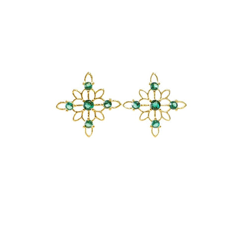 Women Green color Zircon Small Hoop Earrings