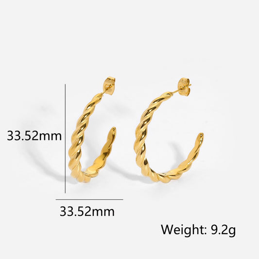 2022 New 316L Stainless Steel Thin Croissant Dome Hoops For Women Girl IP 18K Gold Cross Big Hoop Earring Tarnish Free Jewelry