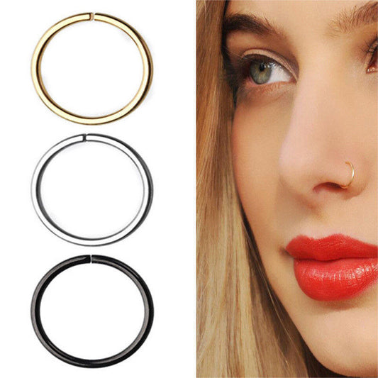 5 PCS Stainless Steel Nose Ring for Women Men Goth Style Rose Gold Piercing Body Jewelry Accessories Wholesale Tarnish Free