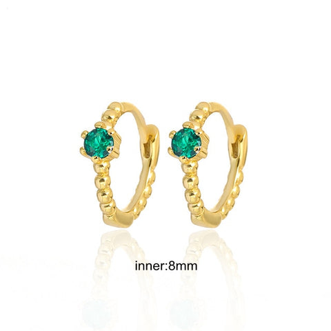 Women Green color Zircon Small Hoop Earrings