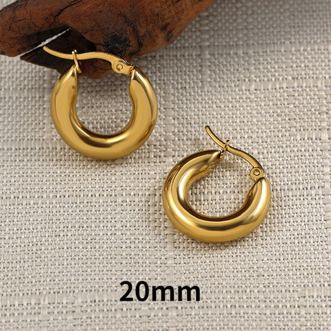 Gold Silver Color Stainless Steel Hoop Earrings