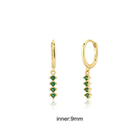 Women Green color Zircon Small Hoop Earrings