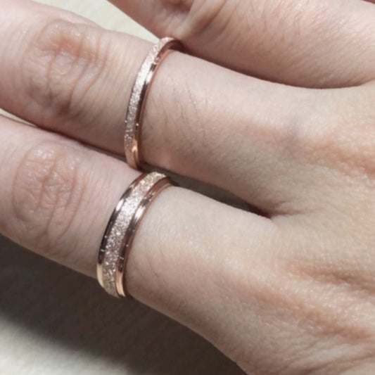 Rose Gold Stainless Steel Frosted Curved Large Size Ring