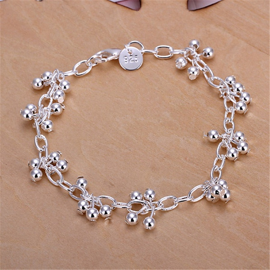 Beautiful 925  silver bracelets nice for wedding women chain Bracelet Charm beads fashion gorgeous jewelry wholesale