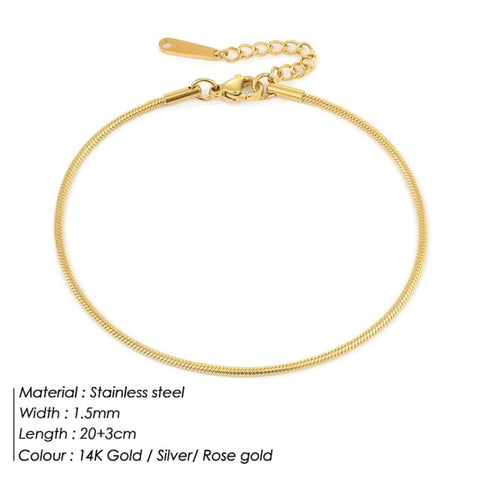 Women Stainless Steel Snake Chain Anklet