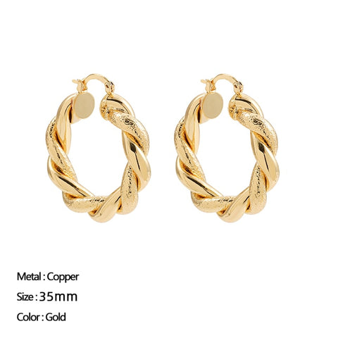 Women Trendy Gold Color Small Large Circle Hoop Earrings