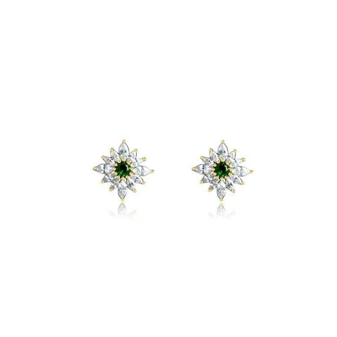 Women Green color Zircon Small Hoop Earrings