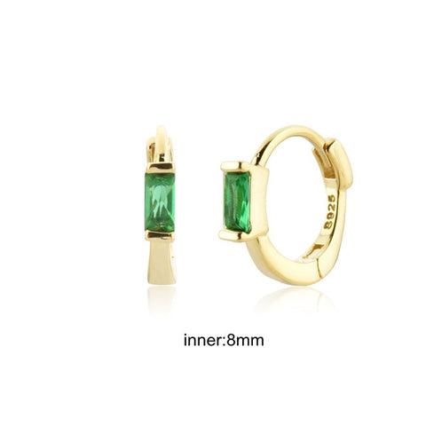 Women Green color Zircon Small Hoop Earrings