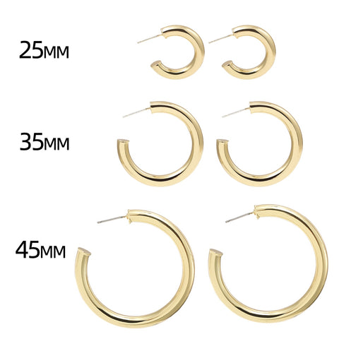 Gold Silver Color Stainless Steel Hoop Earrings