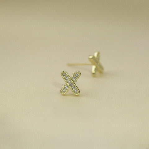 Four-Pointed Star Plating 14k Gold Earrings